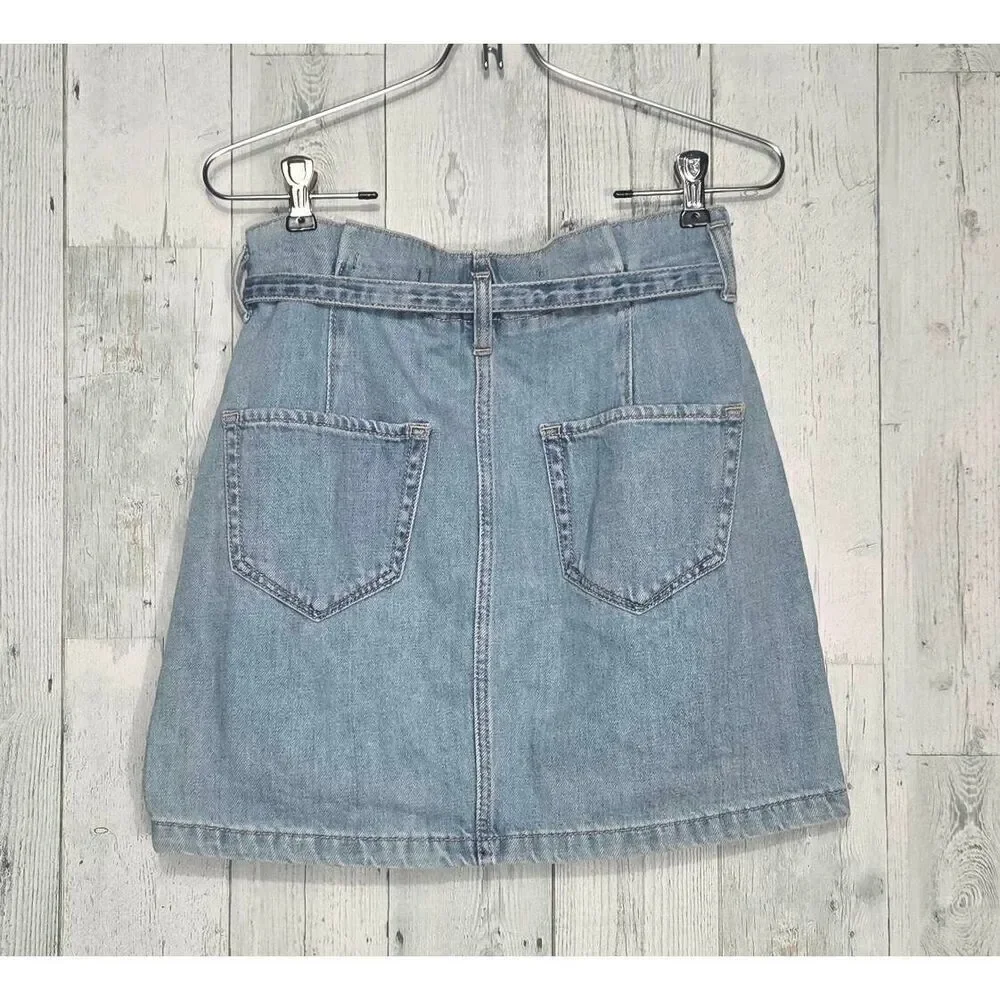 Hollister Light Wash Paper Bag Waist Denim Mini Skirt Sz. 5 / 27